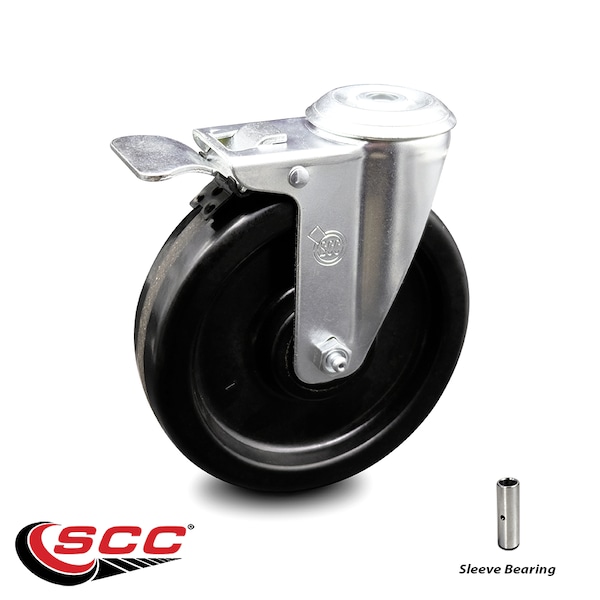 6 Inch Phenolic Wheel Bolt Hole Caster with Total Lock Brake